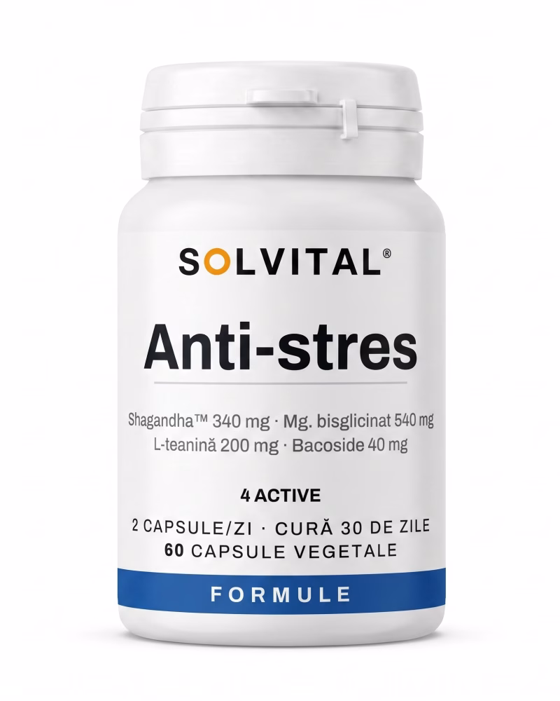 anti-stres-flacon Flacon Solvital Anti-stres, 60 capsule naturale, eticheta din față