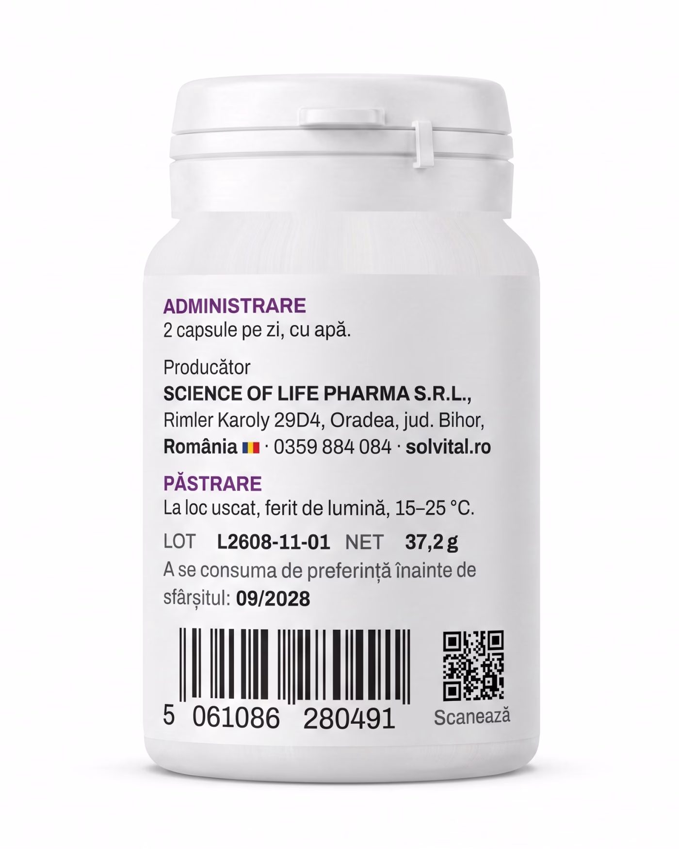 berberina-hcl-administrare Eticheta Solvital Berberină HCl cu modul de administrare, lotul și codul de bare