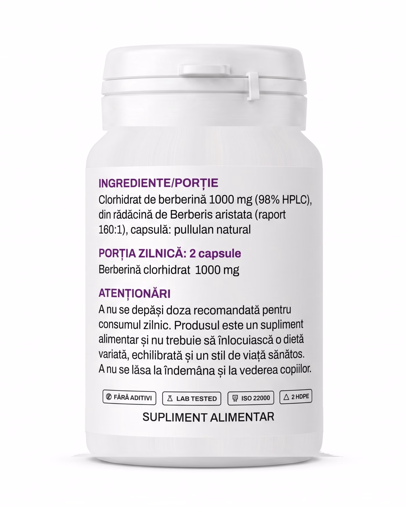 berberina-hcl-ingrediente Eticheta Solvital Berberină HCl cu tabelul de ingrediente și valorile nutriționale