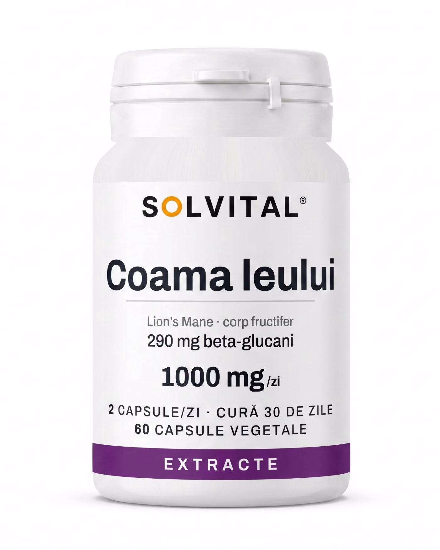 coama-leului-hericium-flacon Flacon Solvital Coama leului Hericium, 60 capsule naturale, eticheta din față