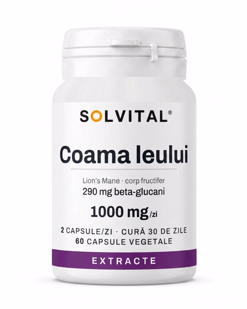 coama-leului-hericium-flacon Flacon Solvital Coama leului Hericium, 60 capsule naturale, eticheta din față