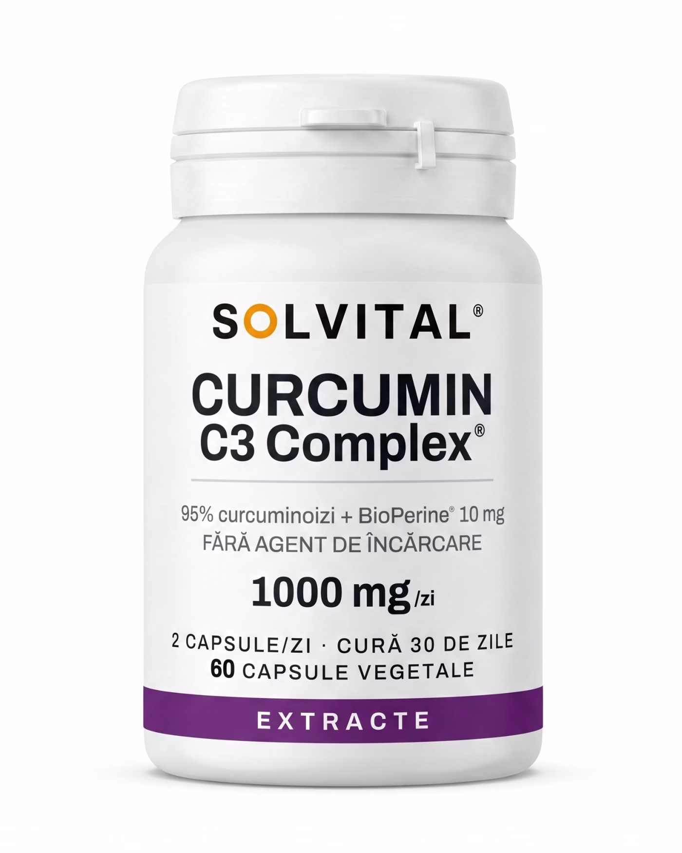 curcumin-c3-complex-flacon Flacon Solvital Curcumin C3 Complex, 60 capsule naturale, eticheta din față