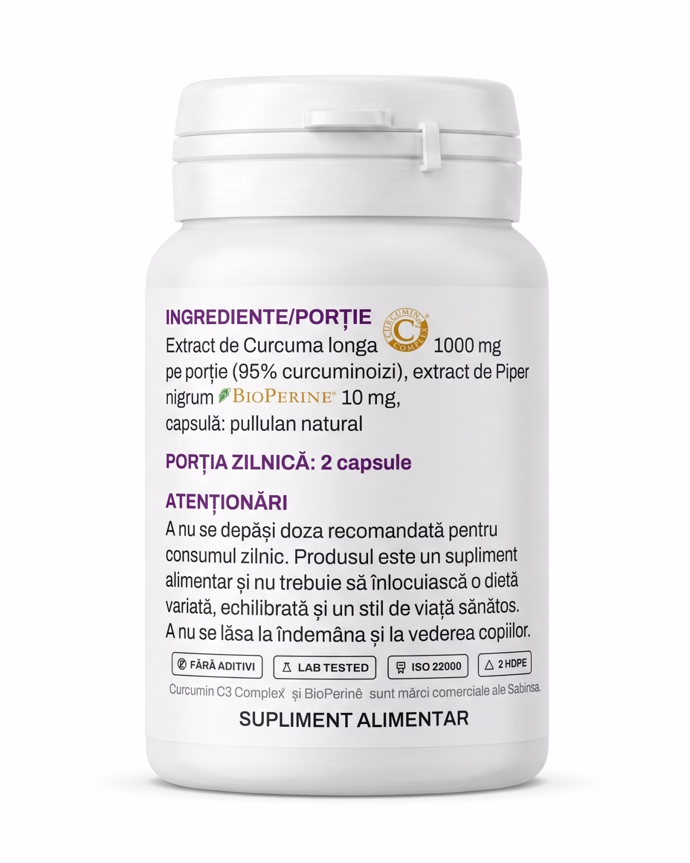 curcumin-c3-complex-ingrediente Eticheta Solvital Curcumin C3 Complex cu tabelul de ingrediente și valorile nutriționale