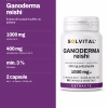 Solvital Ganoderma reishi – pe scurt Solvital Ganoderma reishi, pe scurt: 1000 mg extract pe zi; 400 mg polizaharide, minimum 40 %; min. 3 % triterpene; 2 capsule pe zi · un flacon = 30 de zile