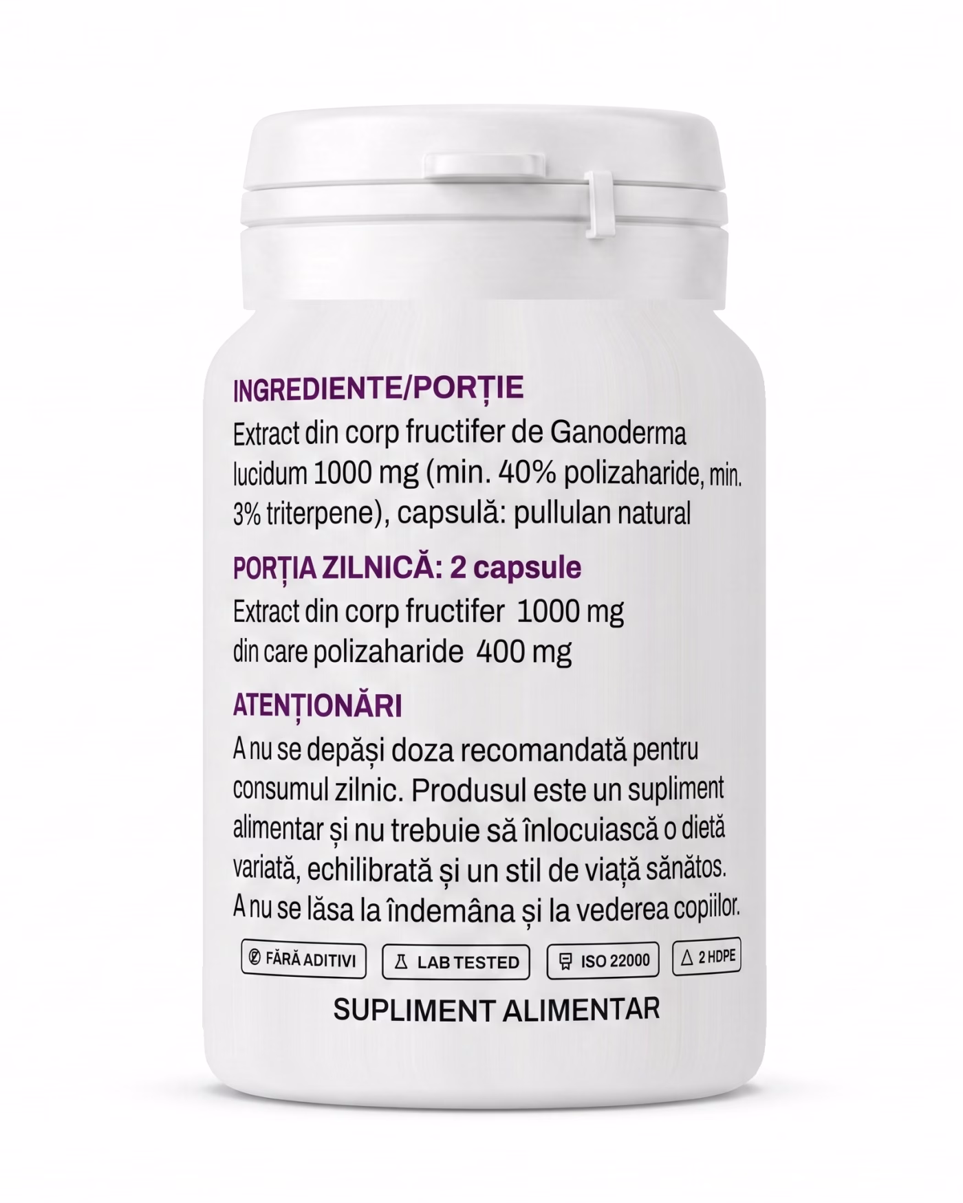 ganoderma-reishi-ingrediente Eticheta Solvital Ganoderma Reishi cu tabelul de ingrediente și valorile nutriționale