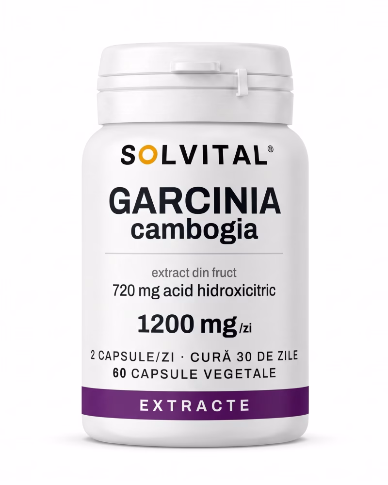 garcinia-cambogia-flacon Flacon Solvital Garcinia Cambogia, 60 capsule naturale, eticheta din față