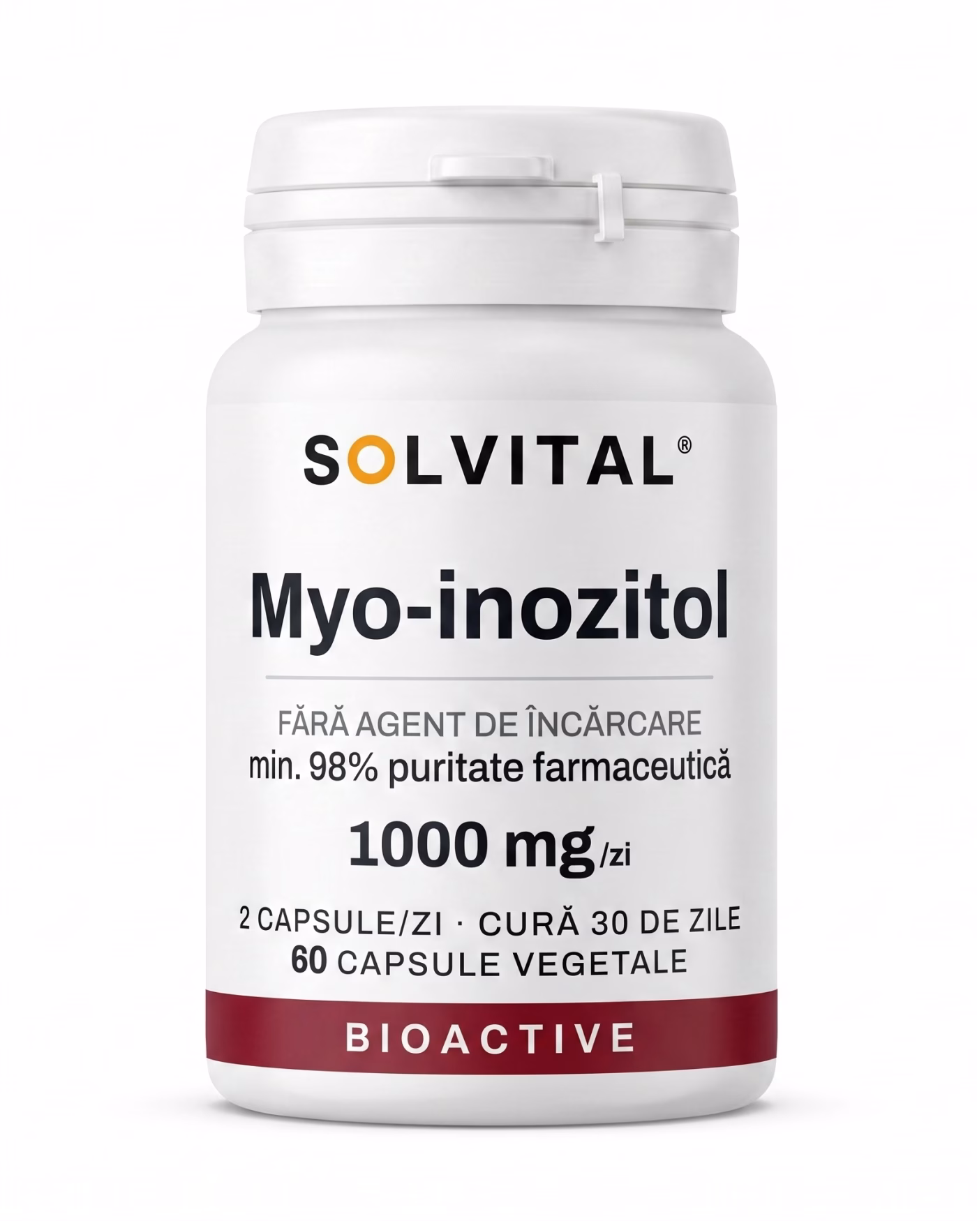 myo-inozitol-flacon Flacon Solvital Myo-inozitol, 60 capsule naturale, eticheta din față