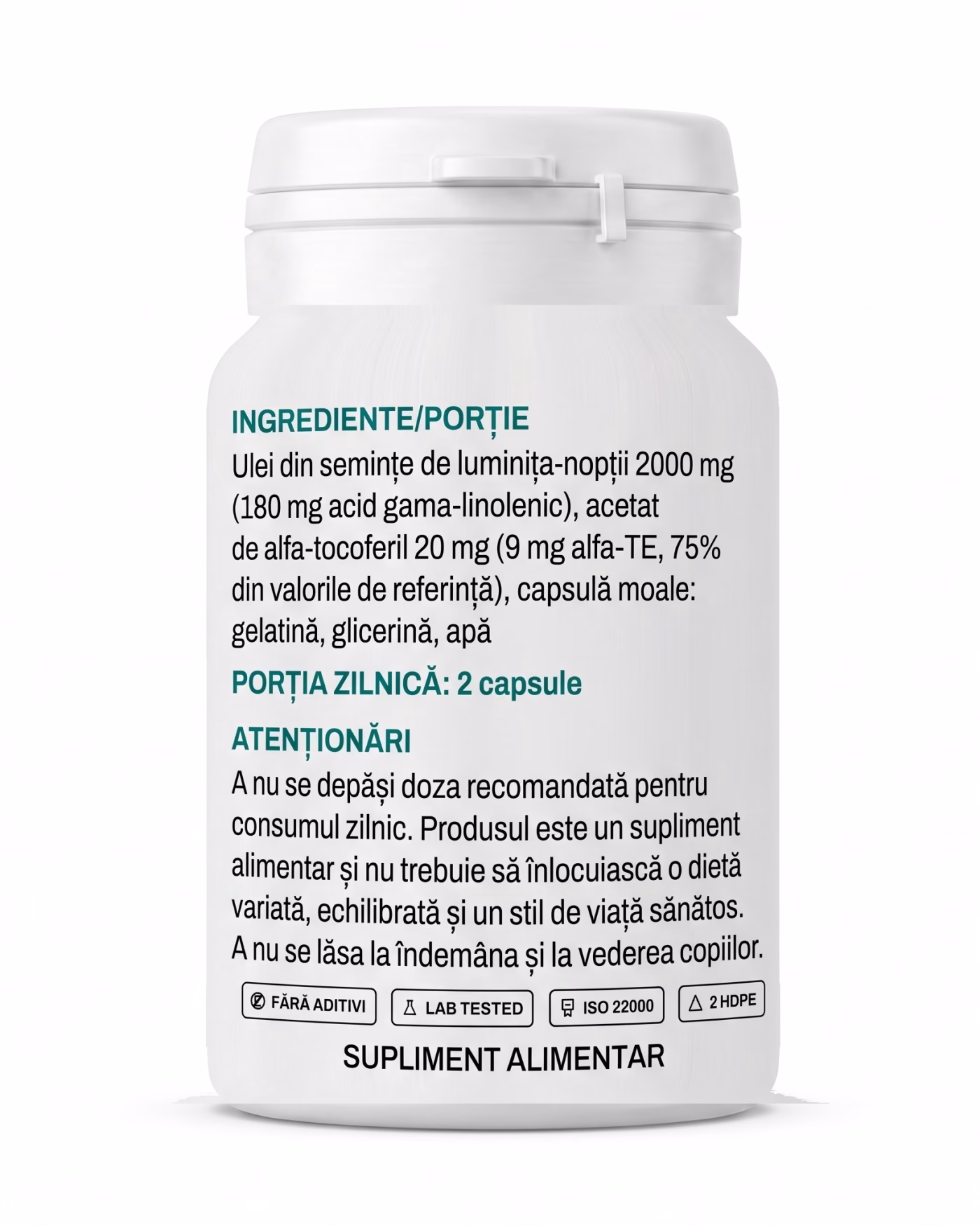 Eticheta Solvital Luminița-nopții cu tabelul de ingrediente și valorile nutriționale
