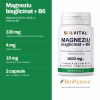 Solvital Magneziu bisglicinat + B6 – pe scurt Solvital Magneziu bisglicinat + B6, pe scurt: 330 mg magneziu elemental pe zi, 88 % din necesar; 4 mg vitamina B6 pe zi; 10 mg BioPerine®, marca Sabinsa; 2 capsule pe zi · un flacon = 30 de zile