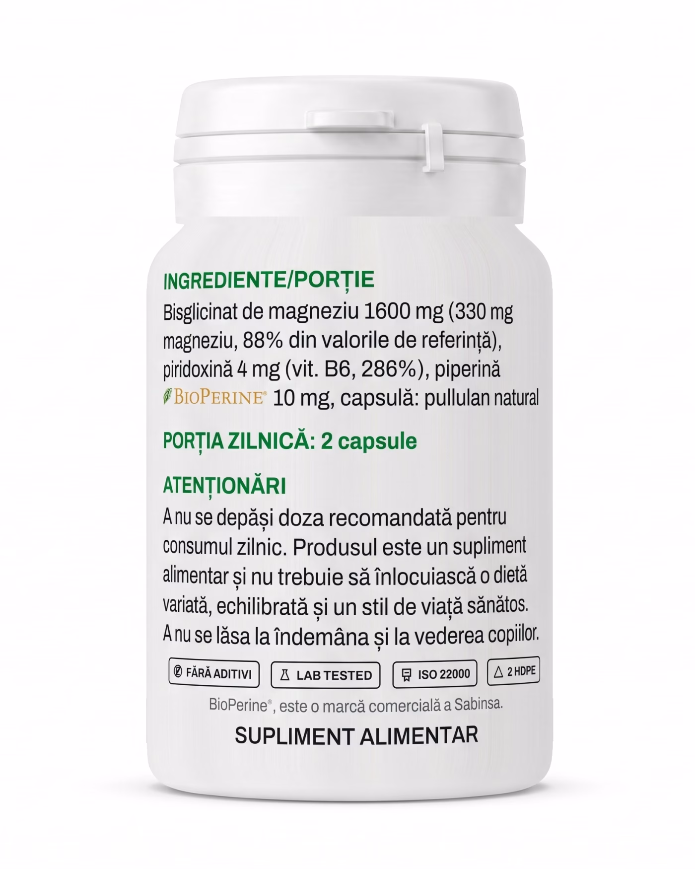 magneziu-bisglicinat-b6-ingrediente Eticheta Solvital Magneziu bisglicinat + B6 cu tabelul de ingrediente și valorile nutriționale