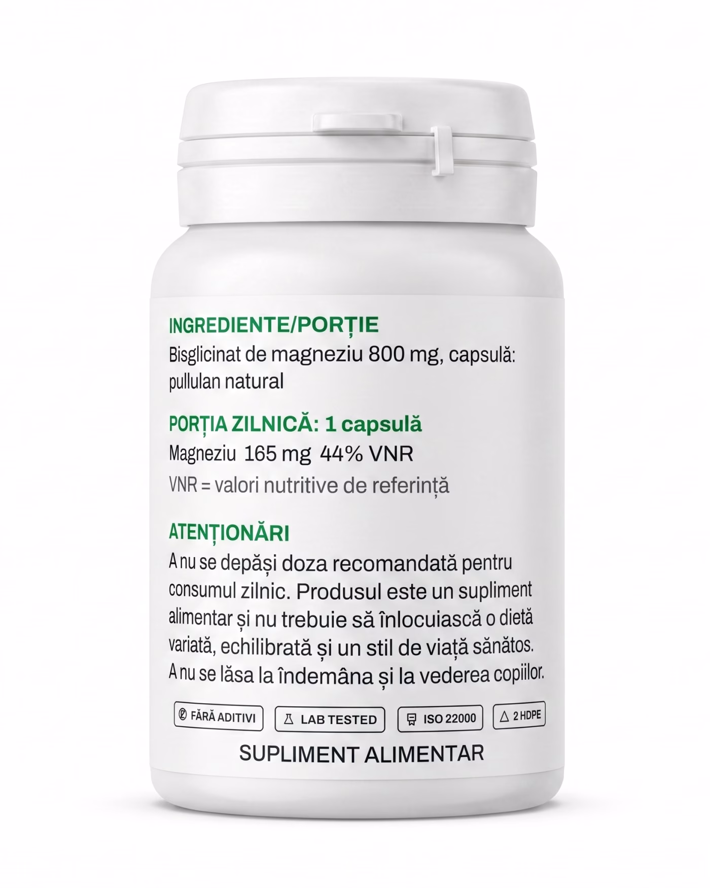 magneziu-bisglicinat-ingrediente Eticheta Solvital Magneziu bisglicinat cu tabelul de ingrediente și valorile nutriționale