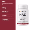 Solvital NAC, pe scurt: 500 mg N-acetil-L-cisteină pe zi; min. 98,5 % puritate, standard AJI92; 0 aditivi fără agent de încărcare, capsule pullulan; 1 capsulă pe zi · un flacon = 60 de zile
