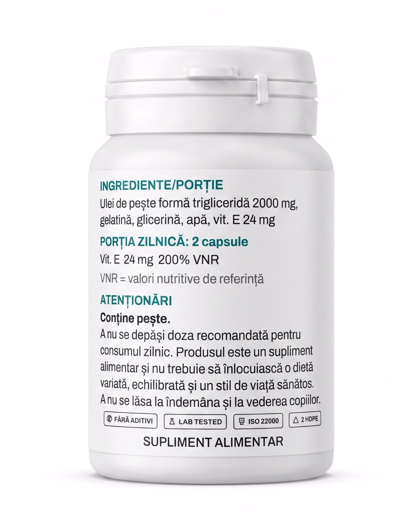 Eticheta Solvital Omega 3 cu tabelul de ingrediente și valorile nutriționale