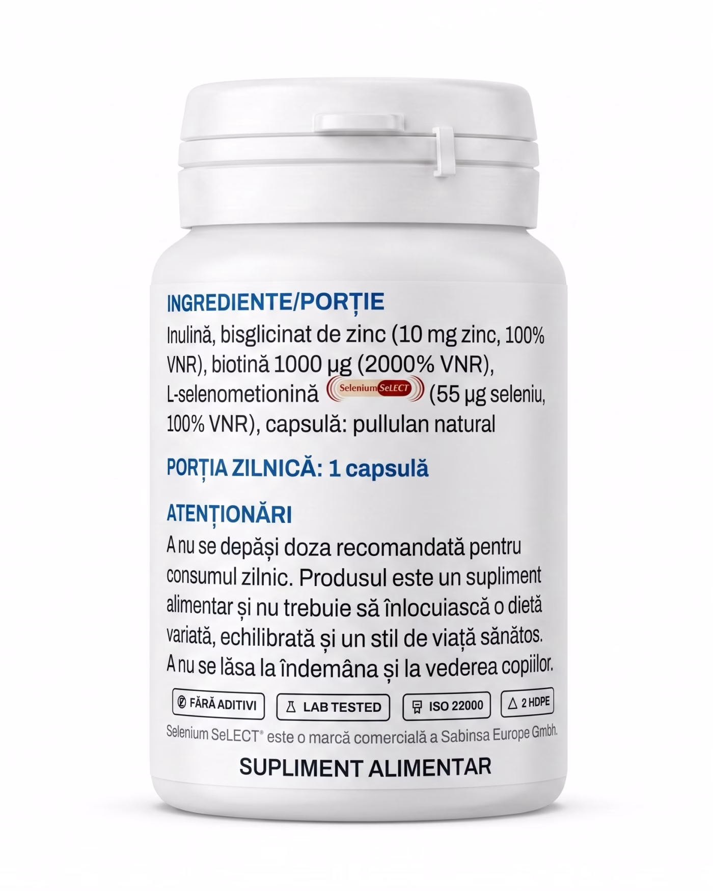 biotina-forte-ingrediente Eticheta Solvital Biotina forte cu tabelul de ingrediente și valorile nutriționale