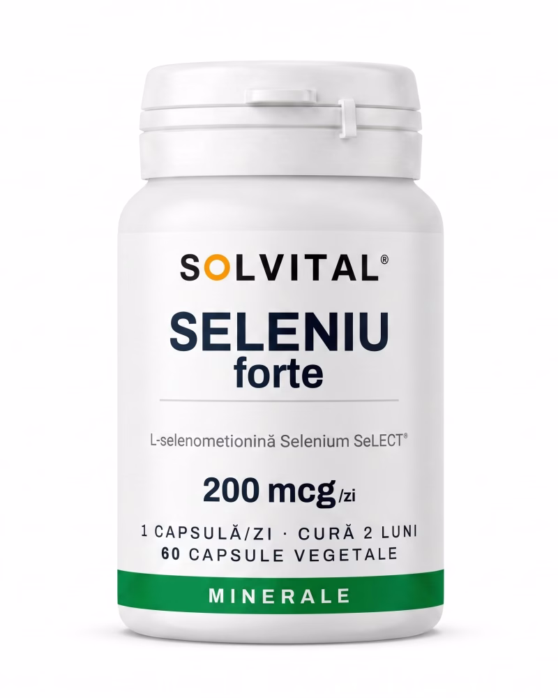 seleniu-forte-flacon Flacon Solvital Seleniu forte, 60 capsule naturale, eticheta din față