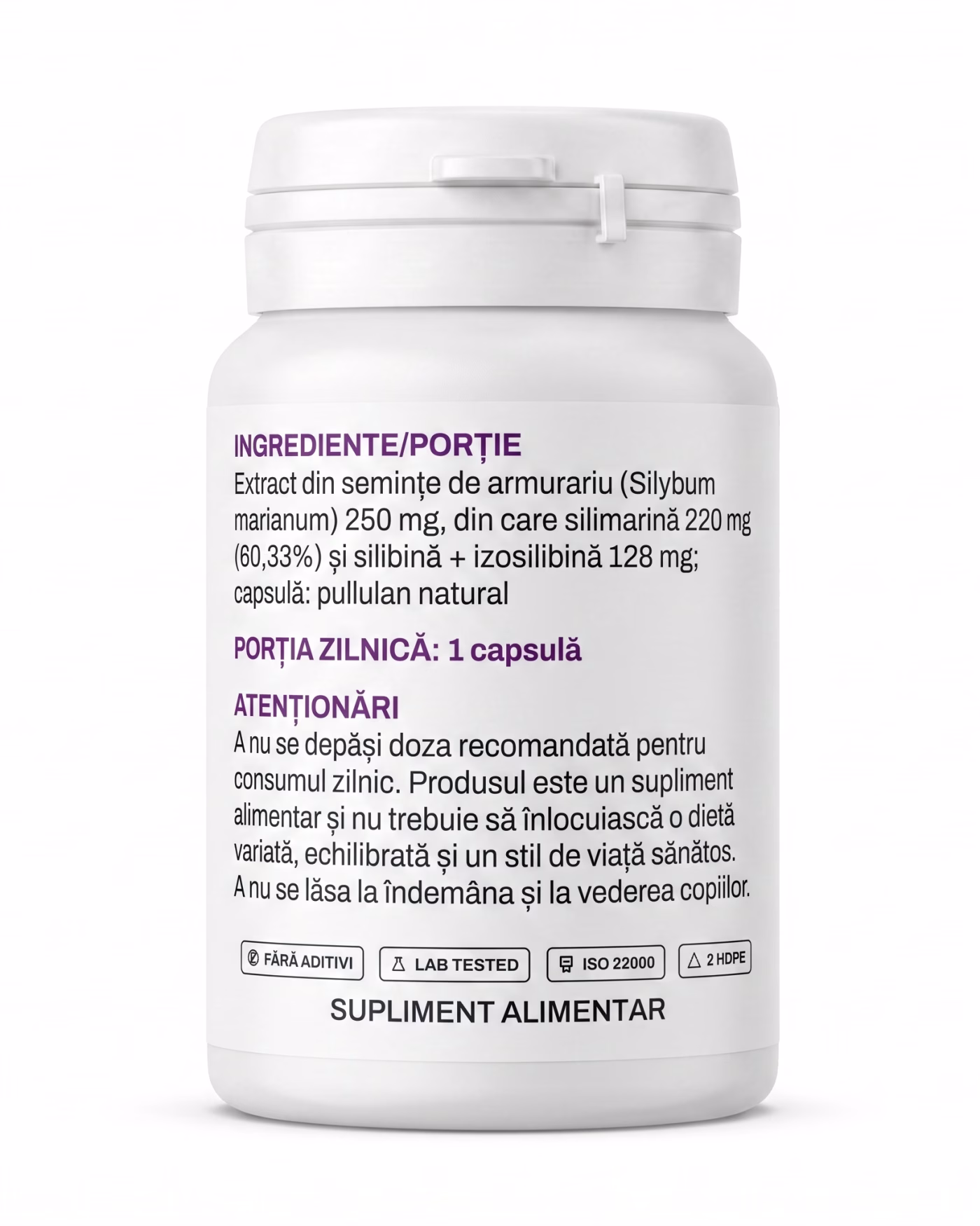 silimarina-forte-ingrediente Eticheta Solvital Silimarină forte cu tabelul de ingrediente și valorile nutriționale