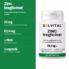 Solvital Zinc bisglicinat – pe scurt Solvital Zinc bisglicinat, pe scurt: 25 mg zinc elemental pe zi, 250 % din necesar; 83,4 mg bisglicinat de zinc pe capsulă; + fibră prebiotică din cicoare; 1 capsulă pe zi · un flacon = 60 de zile